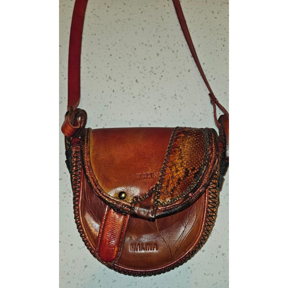 Malina Handmade Brown Leather Crossbody Bag